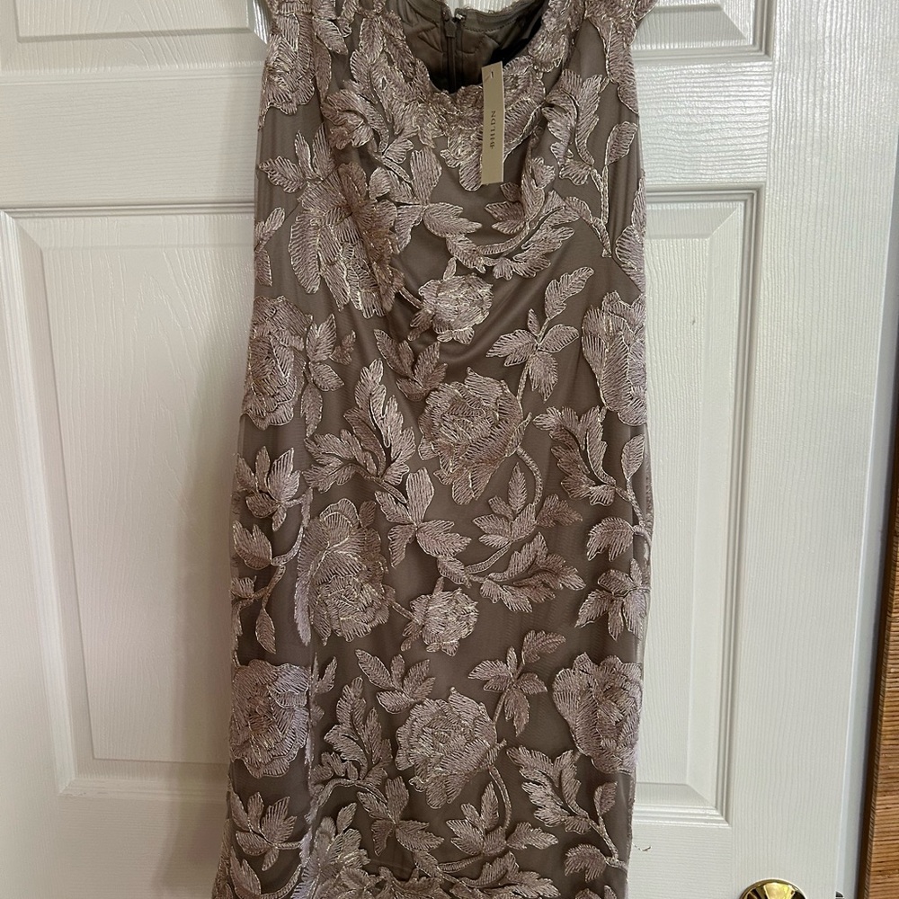 Tadashi Shoji Taupe Embroidered Dress - Picture 3 of 4